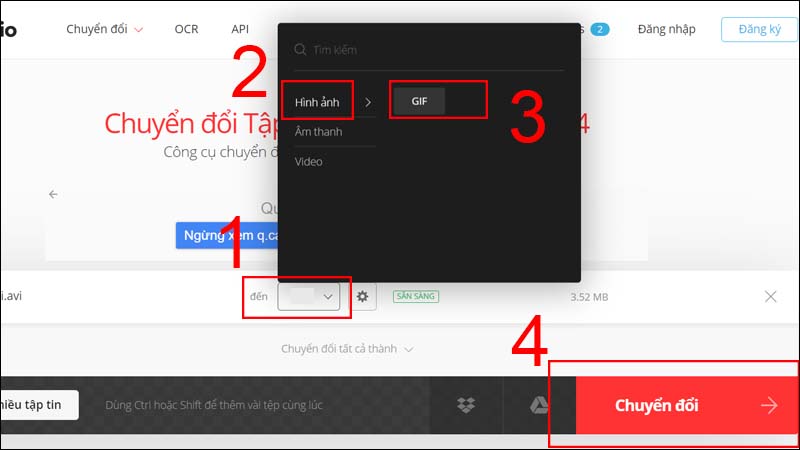 Chọn thanh Hình ảnh > Chọn GIF